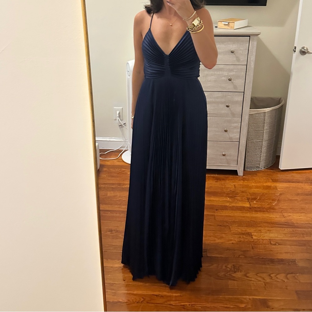 NWT A.L.C. Navy Blue Pleated Maxi Dress